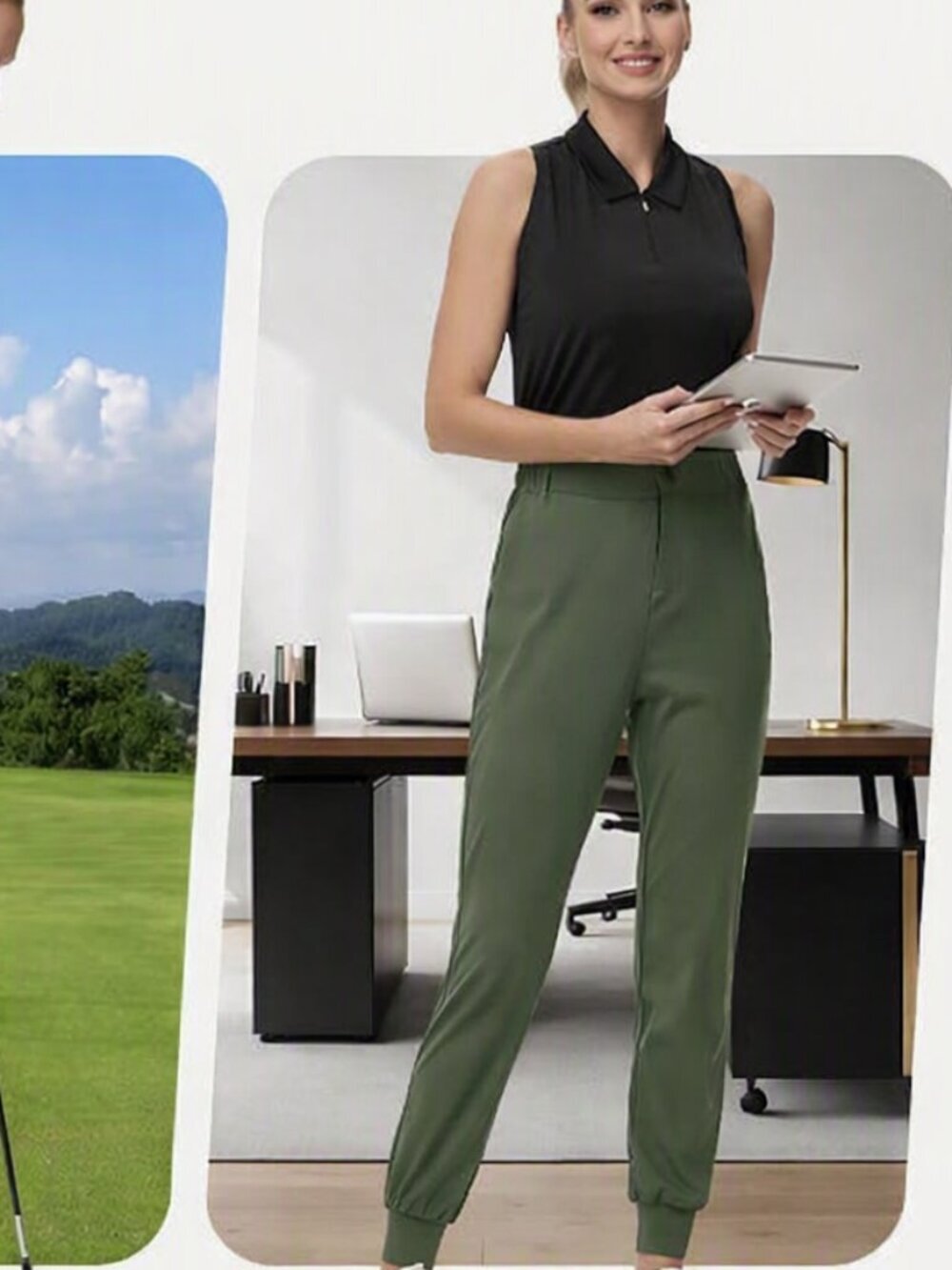 Women’s/ Men Dusty Green Golf Joggers – Stretch & Sleek Fit